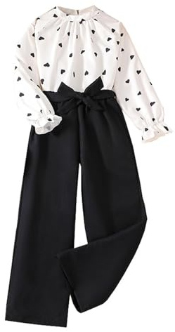 L9WEI Maglietta Top Bambina 10 Anni Set di 2 Pezzi di Felpa e Pantaloni a Maniche Lunghe con Stampa per Bambina Completo 5 Anni Maschio (White, 9-10 Years)