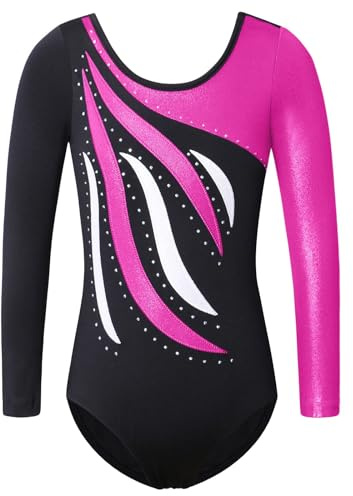 FINGER TEN Gymnastikanzug Mädchen Kurzarm Langarm Kinder Ballettanzug Gymnastik Training Gymnastikbody Trikotanzug Tanz Kleid Ballettkleid