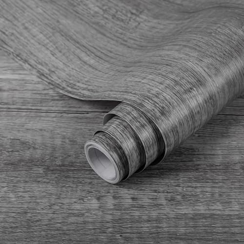 Decoroom Möbelfolie Selbstklebende Holzoptik 30x200cm Grau Matt | Klebefolie Möbel Wasserdicht Dekoration Folie für Möbel Küche Schränke, Tische, Fensterbank,Wand