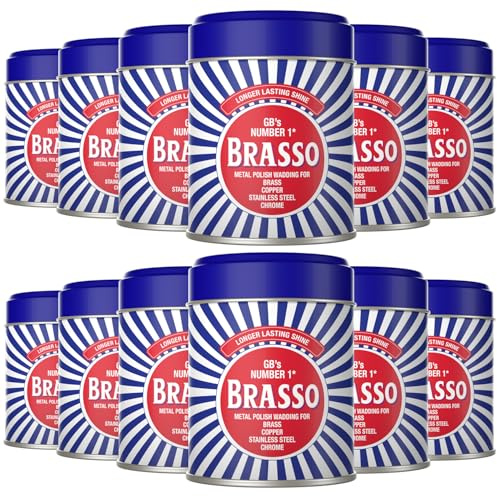 Brasso Metal Polish Wadding 12 x 75g | Multi-Metal Cleaner for Brass Copper Chrome & Stainless Steel | Pre-Soaked Cotton Wadding for Tarnish Removal & Shine Restoration | Bulk Cleaning Pack