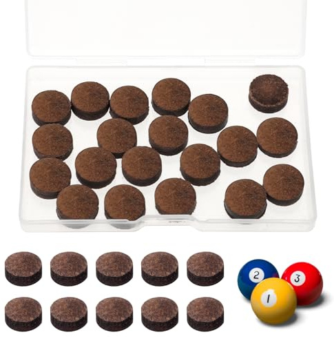 JJUNW 20 Stück Billard Queue Spitzen, 13mm Pool Queue Spitzen Ersatz Kit | Billard Pool Queue Tipps Ersatz Tipps Billard Queue Zubehör Set für Billardstöcke Snooker Pool Queues