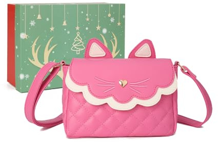 AFKOMST Beaux sacs à main pour adolescentes - Petit sac à bandoulière et sacs à main - Cadeau de chat pour petites filles, rose fuchsia