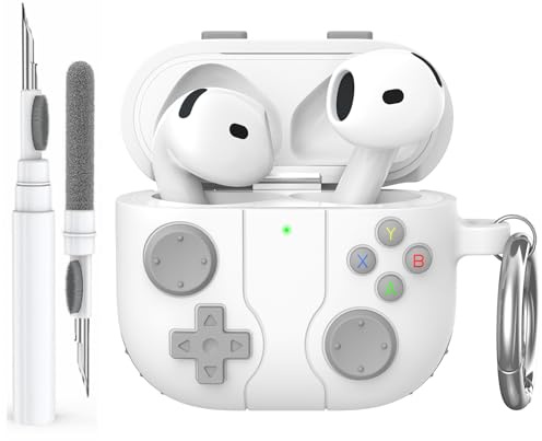 AhaStyle AirPods 4 Custodia Cover con Kit Pulizia Retro Handheld Game Console Design per AirPods 4a Generazione Custodia Morbida Pelle Protettiva in Silicone per Apple AirPods4 2024 Custodia Ricarica