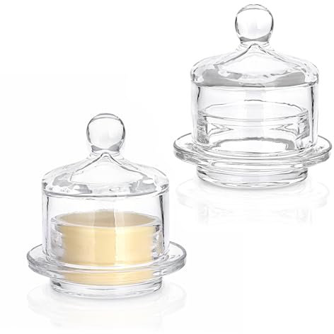 SUMNACON Lot de 2 petits beurriers ronds en verre transparent avec couvercle en dôme, récipient de rangement pour beurre, confiture, parfait, dessert