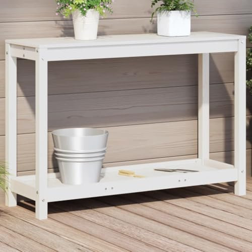 Home Garden Pflanztisch mit Ablage weiß 108x35x75cm Massivholz Kiefer