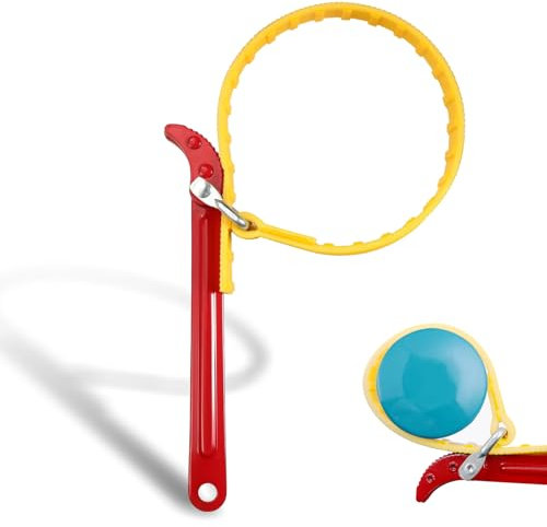 heqxwl Strap Wrench Handle 8 Inches, Steel Handle Adjustable Strap Wrench for Replacing Water Filter, PVC Pipe Joints, Oil Filter, Swimming Pool Connection (Red Handle, Yellow Strap) (B)