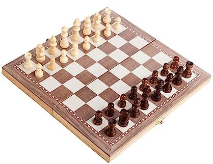 ifundom Faltbares Holz Schach Dame Backgammon Set Tragbares Schachbrett Für Reisen Klassisches Lernspielzeug Für Zuhause Und Büro Hochwertiges Holzspielzeug Für Junge Mädchen Und Erwachsen