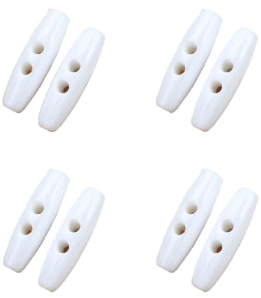 SHTGOI Knebelknöpfe 8 Stück Längliche Ovale Knöpfe 5cm HornKnöpfe mit Kunstharz 2 löcher Knöpfe mit Verschluss Doppelloch Knöpfe für Pullover Mantel Strickjacke Für DIY-Kleidung Nähzubehör (Weiß)