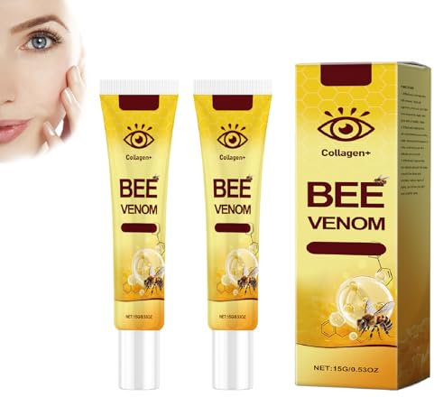 Collagen crema per gli occhi con veleno d'api, crema idratante per gli occhi, veleno d'api, crema resistente alle rughe, crema anti-occhiaie, gonfiore, linee sottili (2 pezzi)