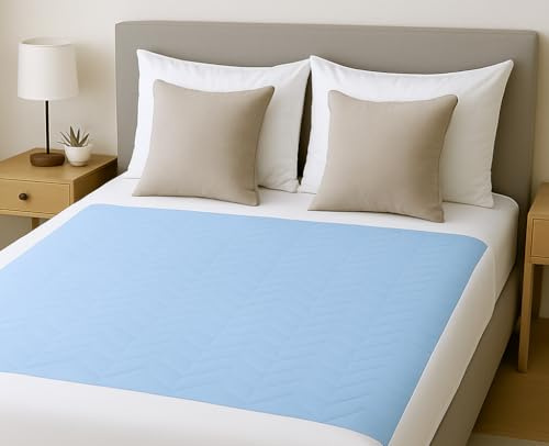 1 x Easy Care Solutions Washable Bed Pad with Tucks | Double Bed | 85 x 115cm | Waterproof & Reusable Incontinence Underpad for Adults, Children & Pets | Soft, Durable, and Absorbent Bed Pad