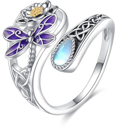 Vadmans Animals Spoon Ring Sterling Silver Adjustable Open Owl/Dragonfly/Phoenix Rings Jewellery Gifts for Women Men