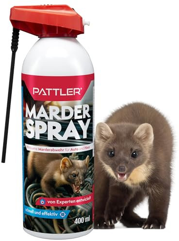 PATTLER® Marderspray für Auto - 400ml. Marderabwehr Auto Hocheffektive Anti Formel mit Sofortwirkung als Dachboden. Langfristschutz für Objekte gegen Marder. In Deutschland Entwickelt & Produziert.