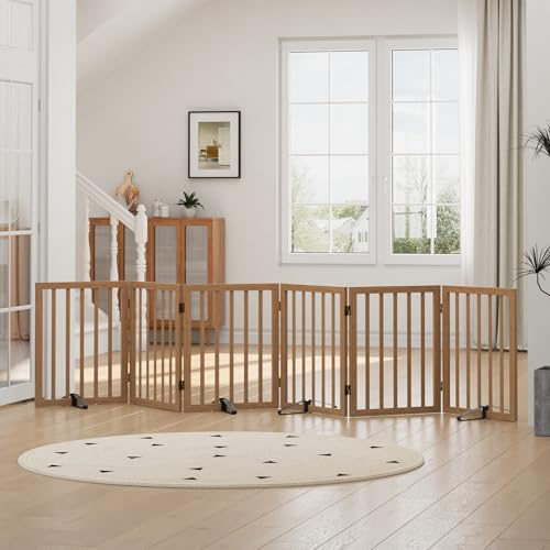 Hohe Hundegitter für Türöffnungen, faltbares Hundegitter für Innenräume, freistehendes Haustiergitter für Türöffnungen im Schlafzimmer, Welpengitter mit Metallstützfüßen, Raumteiler, 6 Paneele