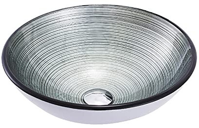 JYBNBBE Lavandino da appoggio per Bagno, lavabo da appoggio in Vetro temperato, lavabo da appoggio con Scarico, lavabo da appoggio Combinato, lavabo da appoggio Rotondo con Motivo a Spirale Nordico