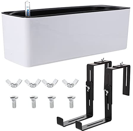 Toddmomy 1 Ensemble Pot de Fleurs Automatique Plastique avec Indicateur de Eau Set de Pot Rectangulaire pour Plantes Intérieur et Extérieur Système Arrosage Autonome Pratique et Durable