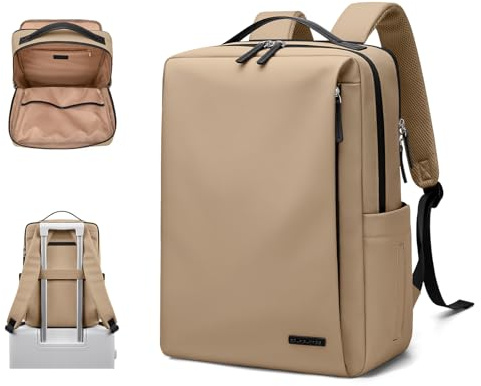 GOLF SUPAGS Mochila Mujer Hombre de Piel Sintética, Elegante Mochila Ordenador Portatil de 15.6 Pulgadas, Mochila Viaje Multifuncional Resistente al agua, para Universidad, Trabajo, Viajes
