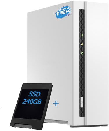 SIMPLETEK - Sistema de almacenamiento en red doméstica NAS con 2 GB RAM, 1-Bay con SSD de 240 GB preinstalado, USB, LAN gigabit
