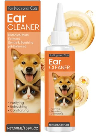 Generico Auricolari per Cani - Soluzione Portatile da 50ml per Pulizia Detriti Canale Uditivo,Strumento Pulitore Orecchie Canino,per Cani Grandi Anziani Cuccioli Interno Esterno Casa Viaggio