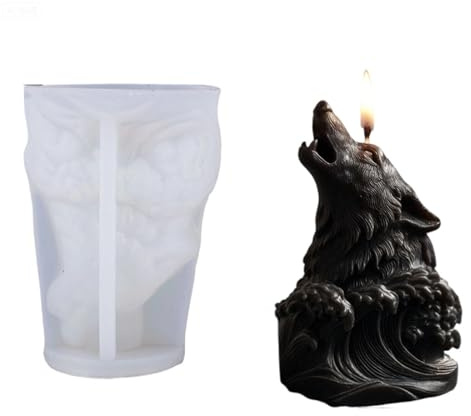 Zktfyshk Moule en silicone en forme de tête de loup, pour la fabrication de bougies, les loisirs créatifs, les aromathérapies