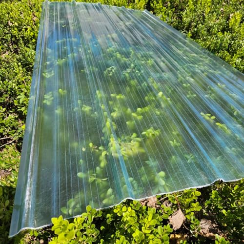 Panneaux de Toiture Transparents,Plaque d'Éclairage du Jour en Frp,Tole Ondulée Facile à Installer,Protection UV Contre la Pluie et la Neige,pour Abri de Jardin,Carport (0.9x0.9m/35x35in,15 Pcs)