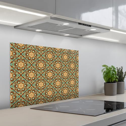 KitchenYeah© Credence Cuisine Sur Mesure 50x70 cm Plaque Adhesive Murale Panneau Decoratif Interieur Peel And Stick Mural Protection Mur Fleurs - Vintage - Motifs - Bohème - Mandala