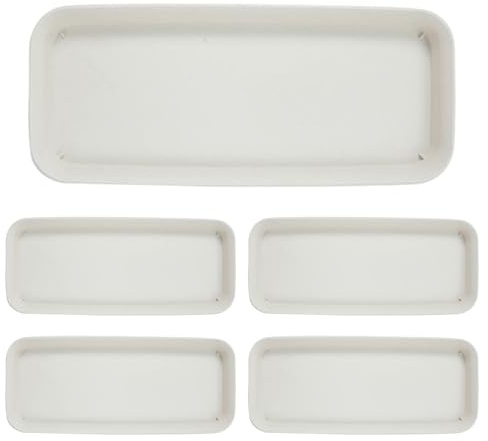Sottovaso per piante in plastica rettangolare da 5 pezzi, 30, 5 x 15, 2 cm, vassoio per fioriera riutilizzabile per vasi, davanzali, mensole, vassoi per piante per interni fori, vassoi in plastic