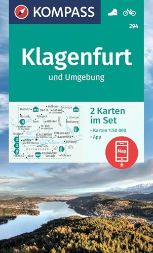 KOMPASS Wanderkarten-Set 294 Klagenfurt und Umgebung (2 Karten) 1:50.000: inklusive Karte in der KOMPASS-App offline nutzen, markierte Wanderwege, Fahrradfahren