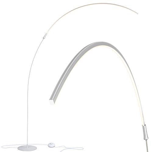 Brightech Sparq Arc Floor Lamp - Sleek, Minimalist Curved LED Standing Lamp for Living Room, Office Desk, Arches Over Bed and Sofa for Reading, Bright & Dimmable Task Light - Silver