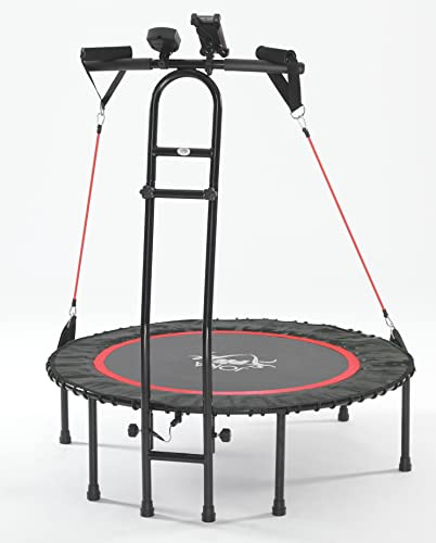 JOKA Fit Trampolin Fitness 2.0, mit Sprungzähler, NEU - Innovatives Trampolin, Widerstandsband, DVD, Handyhalterung