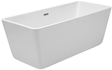 Milano Elswick White 1615mm x 720mm Modern Bathroom Double Ended Freestanding Square Bath