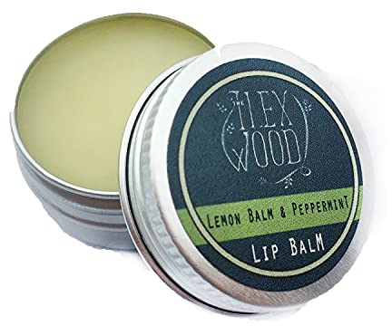 The Ilex Wood - Lip Balm with Lemon Balm and Peppermint - All natural, coldsore prevention, palm oil free, cruelty free, plastic free, moisturising lip balm, handcrafted in the UK - 10ml