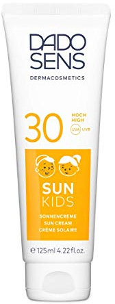 DADO SENS SUN KIDS SONNENCREME SPF 30 125ml - Dermatologisch Entwickelter, Reichhaltiger Sonnenschutz Speziell für die sensible und allergiegefährdet Kinderhaut, Vegan