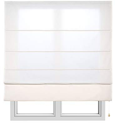STORESDECO Raffrollo mit Stangen 175H x 60B - Waschbares Faltrollo zum Bohren inkl. Montagematerial - Lichtdurchlässige Roman Blinds mit Kindersicherung für Fenster & Türen - Gardinen Rollo Küche
