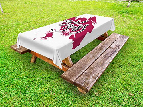 ABAKUHAUS Slogan Ragazza Tovaglia da Esterno, Formulazione sulla Vernice Stroke, Tovaglia da Picnic Lavabile Decorativa, 145 cm x 210 cm, Lampone Nero