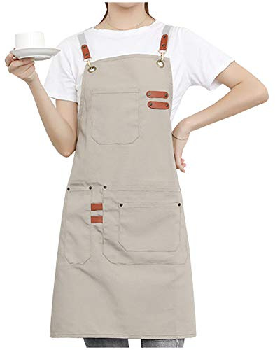 Watwass Caqui Delantal Camarero Peluqueria Chef Ajustables Delantal Cocina Hornear Jardín Barbacoa