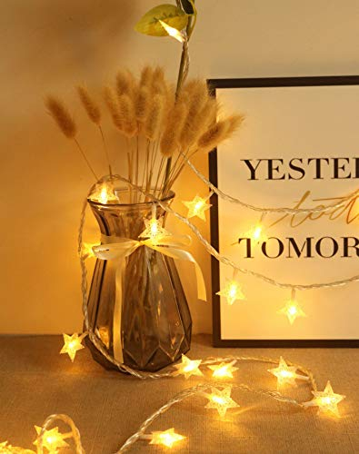 Sterne Lichterketten, 20ft 40 LED batteriebetriebene Lichterketten, 2 Beleuchtungsmodi, dekorativ für Innenbeleuchtung im Freien, Schlafzimmer, Hochzeit, Geburtstag, Valentinstag, Weihnachten