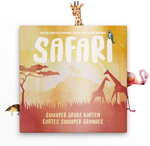 Pihu Safari - Wunderschönes Memo-Spiel ab 3 Jahren - Extra Große Stabile Karten - Runde Ecken - Mit Spannendem Büchlein