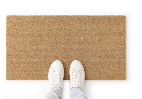LUCA HOME - Felpudo Entrada casa 33x55cm - Felpudo Coco Liso con Base Antideslizante - Exterior e Interior - fácil de Limpiar - Resistente para hogar, Oficina, terraza y jardín
