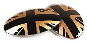 DIYUCAR ABS Gear Shift Knob Decal Cover Sticker Trim for Mini Cooper F54 Clubman F55 Hardtop F56 Hatchback F57 Covertible (Gold/Black Union Jack UK Flag)