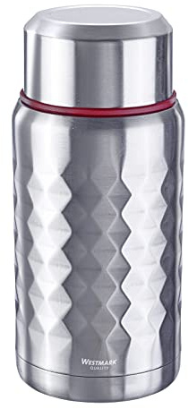 Westmark Lunch Pot, Hält bis zu 9 h warm/ 12h kalt, Mit Edelstahllöffel im Deckel, Füllvolumen: 750 ml, Rostfreier Edelstahl/Kunststoff/Silikon, Viva, Silber/Rot, 5288226S