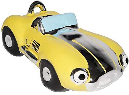 alles-meine.de GmbH Spardose - Oldtimer/Rennwagen/Auto - GELB - mit Schloß - stabile Sparbüchse aus Porzellan/Keramik - Fahrzeug Sparschwein lustig Führerschein/Reise..