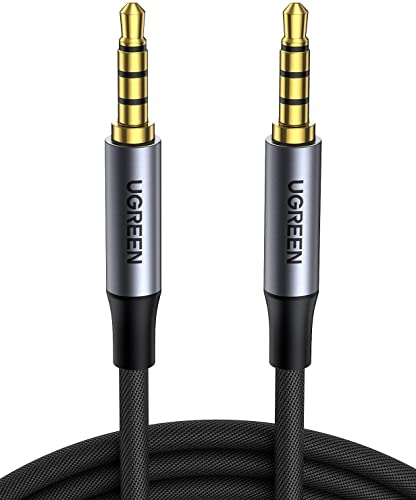UGREEN Aux Kabel 3.5 Klinke auf 3.5 Klinke Kabel 3.5mm klinkenkabel 4 Polig unterstützt Mikrofon für Headset(CTIA), Handy, Auto Radio, MP3 Player, Lautsprecher, PS4, Xbox One usw.(0.5m)