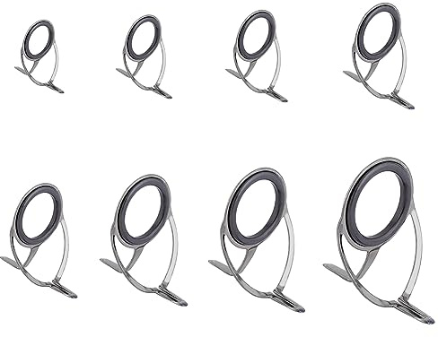 SUPERFINDINGS 24 Stück 8 Stile Einbeinige Angelrutenführungen Ersatz Angelrutenspitzen Reparatursatz Kohlenstoffstahl Keramik Ringführungsspitzen Für Süßwasser Salzwasserruten