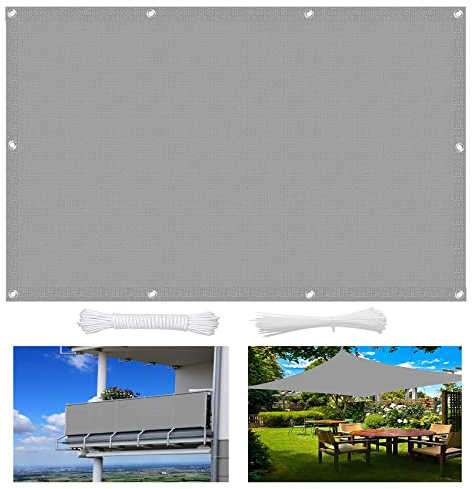Sonnensegel Sonnenschutz 1.8 x 3.5 m UV-Schutz 85% Windschutz Sonnendach 1 × 5 m Seile für Terrasse Balkon Garten, Grau