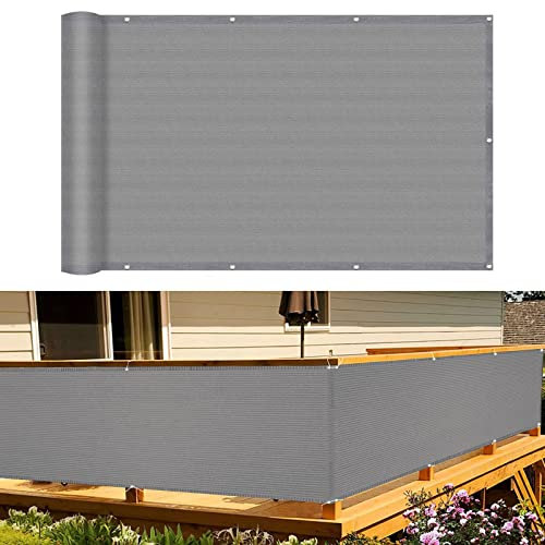 Balkonbespannung 50 x 300 cm Wind HDPE UV-Schutz Sonnenschutz Balkon-Verkleidung mit Kabelbinder Ohne Bohren für Balkongeländer Garten, Grau
