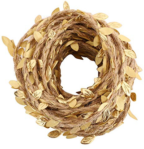 Corda Foglie Artificiali, Corda Iuta Naturale con Piante In Viti Decorative Rotoli Canapa Foglia Ghirlanda Tessuto Appesa Edera Per Confezioni Regalo Festa Artigianato Fai da Te Matrimoni Feste 10M