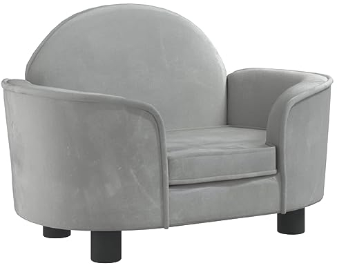 vidaXL Hundebett, Hundekissen mit weicher Polsterung, Hundesofa Hundecouch für kleine Hunde Haustiere, Haustierbett Katzenbett, Hellgrau Samt