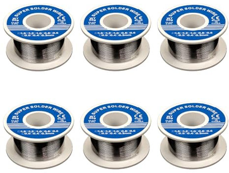 Bleifreier Lötdraht, umweltfreundlich, Sn99,3 Cu0,7, Zinndraht, Rolle, Blei, Kolophoniumkern, Lötdraht, 0,8 mm, 50 g, für elektrisches Löten für Buntglas, Kupferwasserrohr, 6 Stück