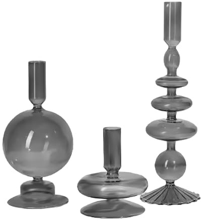 MINGZHE 3 St Glas Ljusstake Hållare Glas Taper Ljusstakar Ljusstake Vågigt Glas Ljusstake Hållare Elegant Glas Ljusstake Glasvaser för Home Party Centerpiece(Grå)