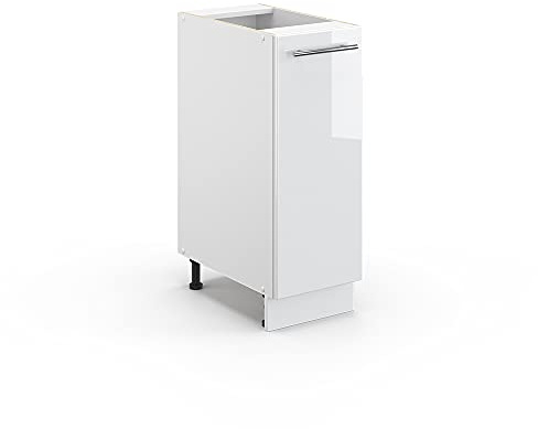 Vicco Midischrank Fame-Line, Weiß Hochglanz, 30 x 82 cm | ohne Arbeitsplatte, zur Aufbewahrung von Badutensilien und Reinigungsmitteln